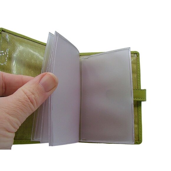 Genuine Leather Card ID Holder Photos Small Wallet Lime Green 4x3" Pocket Wallet - Picture 5 of 10